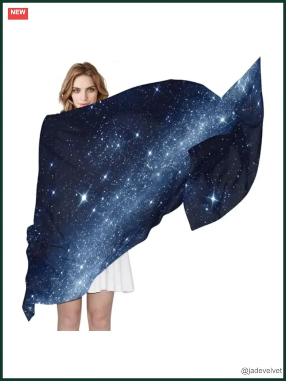 Starry Night Galaxy Print Long Polyester Voile Scarf Wrap Stole
